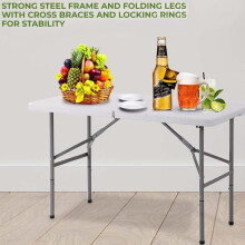 (Default) Crystals 4ft Heavy Duty Folding Table for Camping, Picnic, Xmas Parties or Corporate Events