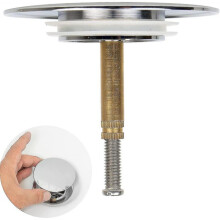 Bath Stopper, 70 Mm, with Double Seal, Height Adjustable, Universal Bath Stopper, Sink Valve, Hardened Brass with Chrome Finish Z Tw