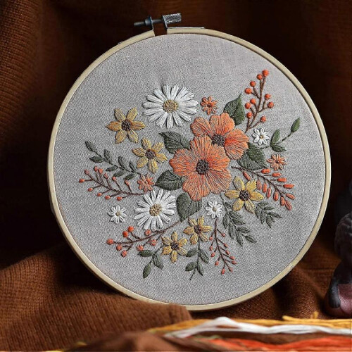 Embroidery Starter Kit with Pattern, Stamped Embroidery Kit Including Embroidery Tw
