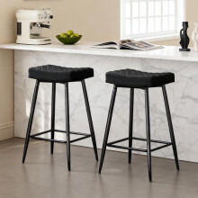 (BLACK(VELVET), 2PCS) Bar Stools Home Kitchen Pub W/Footrest High Chair