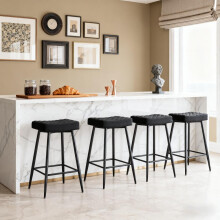 (BLACK(VELVET), 4PCS) Bar Stools Home Kitchen Pub W/Footrest High Chair
