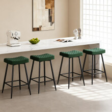 (GREEN(VELVET), 4PCS) Bar Stools Home Kitchen Pub W/Footrest High Chair