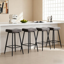 (GREY(VELVET), 4PCS) Bar Stools Home Kitchen Pub W/Footrest High Chair