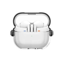 (Galaxy Buds3 -kuulokkeille) Samsung Galaxy Buds3 Pro -kuulokkeille tarkoitettu suojakotelo, jossa kirkas