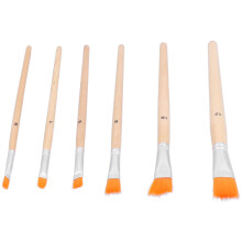 6Pcs Nylon Hair Painting Brushes Set, Wooden Handles, Flat Head for Acrylic & Watercolor