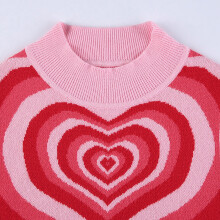 Gilet in maglia da donna con motivo cuore ondulato senza maniche Blu