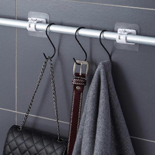 2pcs Self Adhesive Adjustable Curtain Rod Holder Clamp Hooks Rod Bracket Rack Tw 2