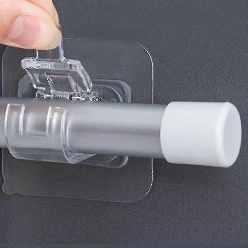 2pcs Self Adhesive Adjustable Curtain Rod Holder Clamp Hooks Rod Bracket Rack Tw