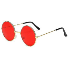 (black frame, Red) Vintage Round John Lennon Polarized Sunglasses For Men Women Circle Hippie Sunglasses Tw