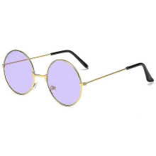 (black frame, Purple) Vintage Round John Lennon Polarized Sunglasses For Men Women Circle Hippie Sunglasses Tw