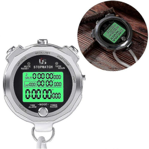 Stopwatch Metal Stopwatch Timer with Backlit 1/100th Second Precision 200 Lap Memory Digital Stop Watch for Coaches Tw 1