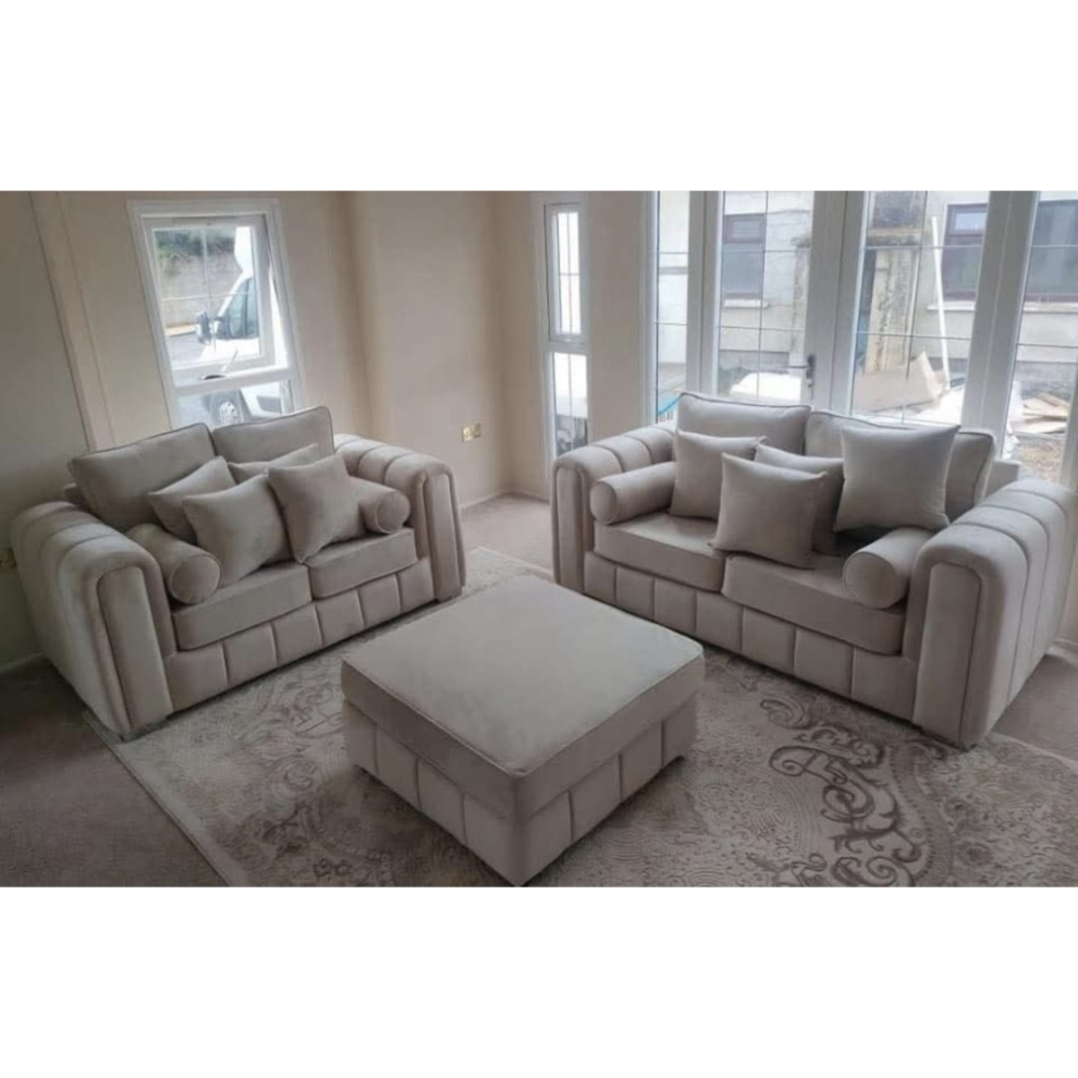 (Grey Velvet, Fabric Swatch) Velvet Sofa Set 2-Seater, 3-Seater Sofa Collection Luxury and Comfort Combined-image-OPC-PJRZDBT-NEW