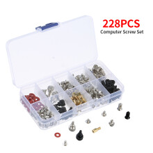 Kit de vis de bureau de 228 pièces M3/M3.5/M5, argent/noir