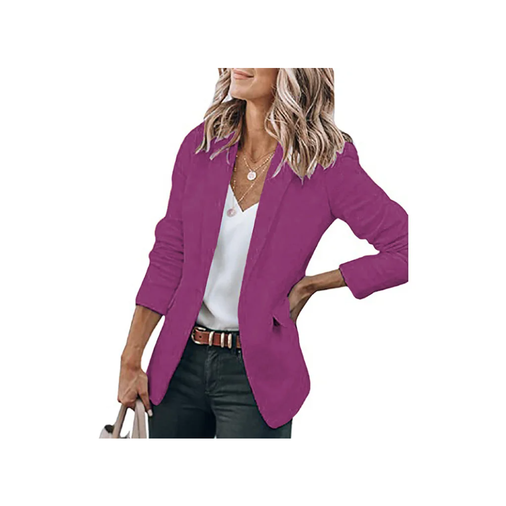 (2XL)Women's Solid Color Collar Single Office Blazers  Blazer Suit-image-OPC-PJS2GPX-NEW