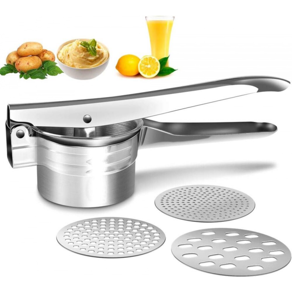 Stainless Steel Potato Ricer & Spaetzle Press With 3 Interchangeable Discs Compatible With Spaghetti Ice Maker Opmium Cream