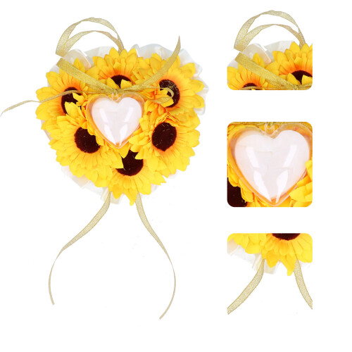 Cuscino per anello a girasole, custodia a forma di cuore, 2.1oz 1