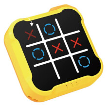 (Yellow) Super Tic-Tac-Toe Mole Attack Educational Toy for Kids Interactive Learning Table Game