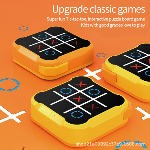 (Yellow) Super Tic-Tac-Toe Mole Attack Educational Toy for Kids Interactive Learning Table Game 2