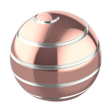 (Rose Gold) 40mm Silver Line Design Detachable Glossy Gyroscopic Spinning Ball Desktop Round Ball Gyro Fingertip Decompression Toy