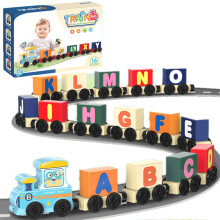 (Letter Version) JJ924-927 Toy Train Sets with Bricks DIY Preschool Educational Toys for Toddlers Random Style
