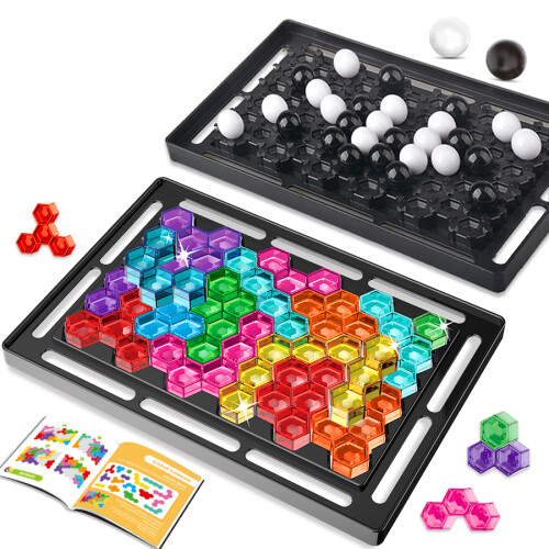 (Rectangular) 2-in-1 Puzzle Chess Parent-Child Interactive Board Game Hand-Eye Coordination Educational Toy 1