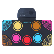(A) HQC6 Portable Roll Up Electronic Drum Practice Pad Built In Speaker with Drumsticks for Kids