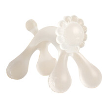 (White) Lion Style Infant Silicone Teether Baby Teething Chewing Toy with Storage Box and Strap ST (BPA Free,No FDA Certificate)