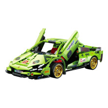 (Green) 9029 Children Building Blocks Pull-Back Car Educational Assembly Racing Car Model Boys Toy