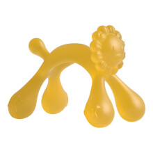 (Yellow) Lion Style Infant Silicone Teether Baby Teething Chewing Toy with Storage Box and Strap ST (BPA Free,No FDA Certificate)