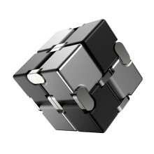 (Black/White) Aluminum Alloy Infinite Cube Metal Stress Relief Office Flip Cubic Toy Creative Fingertip Decompression Block