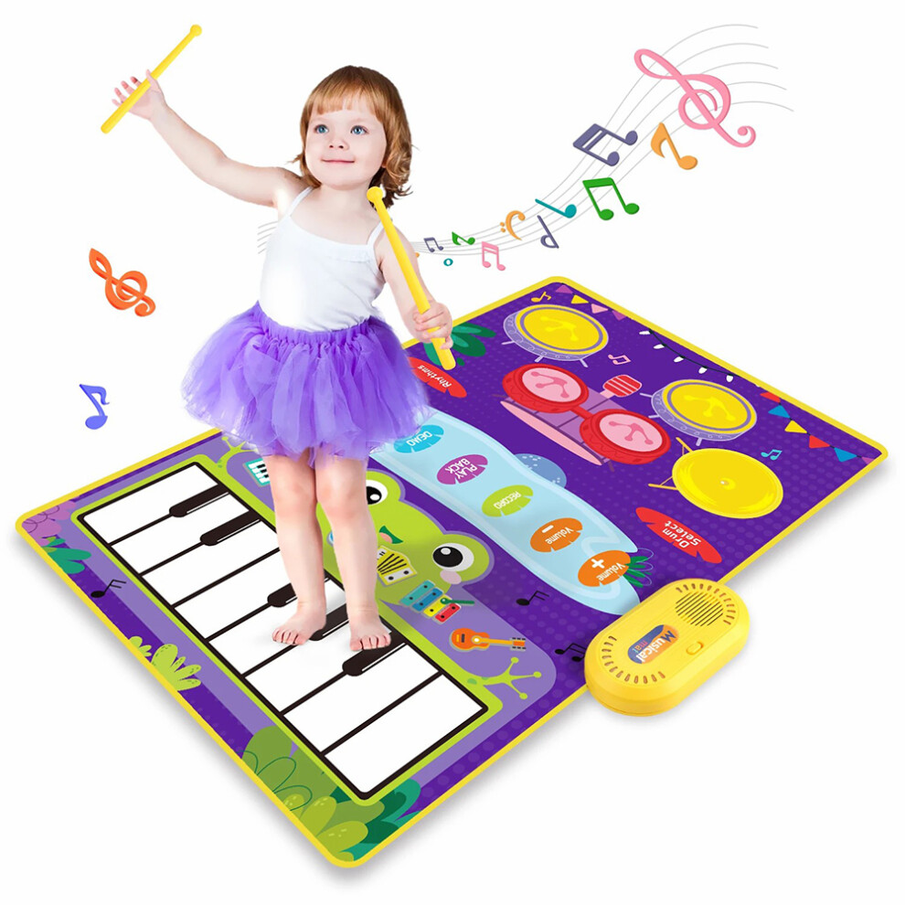 (A) CP5929 Early Educational Toy Toddler Kid Piano Keyboard Drum Play Mat Music Blanket Baby Gift