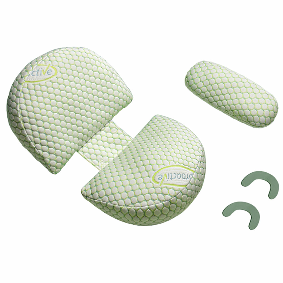 (Green) Side Sleeper Pregnancy Pillow U-Shaped Double Wedge Maternity Pillow With Detachable Adjustable Pillow Support For Body,Belly,Back Green