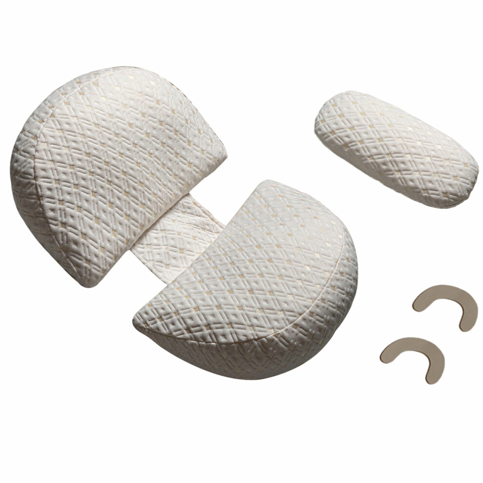 () Side Sleeper Pregnancy Pillow U-Shaped Double Wedge Maternity Pillow With Detachable Adjustable Pillow Support For Body,Belly,Back White/Gold