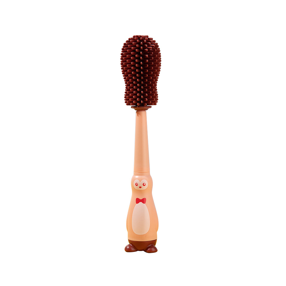(Pink) 4 in 1 Food Grade Silicone Bottle Brush Baby Pacifier Cup Nipple Cartoon Cleaning Brush ST