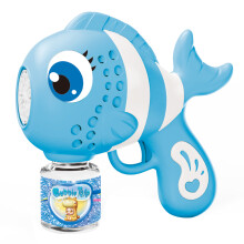 (Blue) Electric Clownfish Shaped Bubble Machine with 1 Bottle Bubble Solution Automatic Bubble Blower for Kids