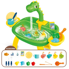 (Dinosaur) 7988 Children Electric Automatic Watering Faucet Toy Fishing Platform Water Pretend Play Educational Toys Parent-Child Playset
