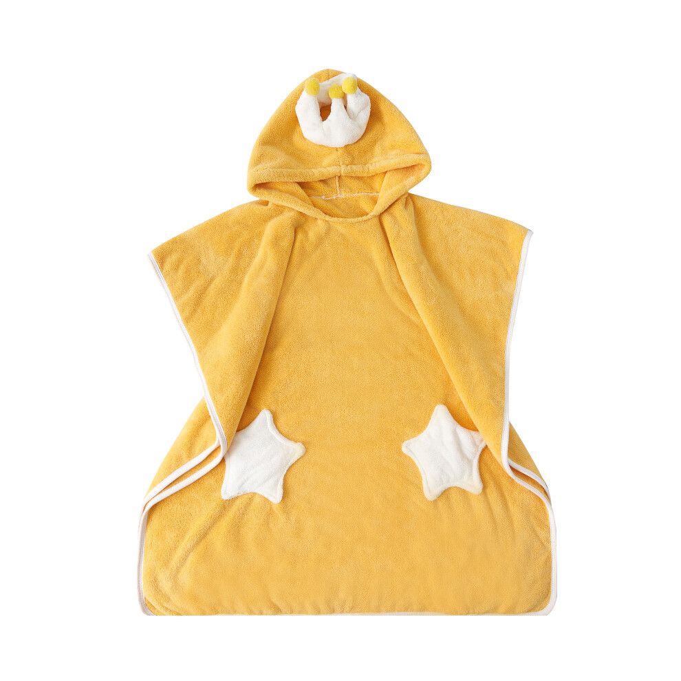 (Yellow) 70X140cm Toddler Hooded Bath Towel Soft Towel Absorbent Bathrobe Blanket Baby Shower Gifts Yellow