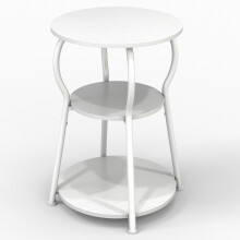 (White wood grain) 666-5HP-3-Tier Round Side Table Waist End Table,40x40x55cm