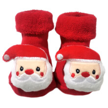 (Santa Claus/S) Anti-Slip Baby Floor Socks Cute 3D Cartoon Elastic Cotton Toddler Walking Socks