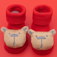 (Bear/S) Anti-Slip Baby Floor Socks Cute 3D Cartoon Elastic Cotton Toddler Walking Socks
