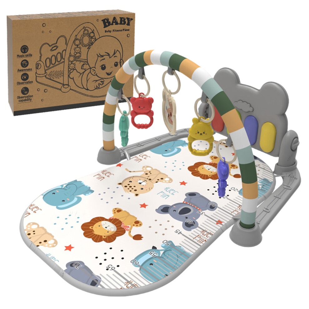 (Grey) Baby Gyms Play Mat Musical Activity Center Toddler Kick And Play Piano Infant Early Education Toy Grey