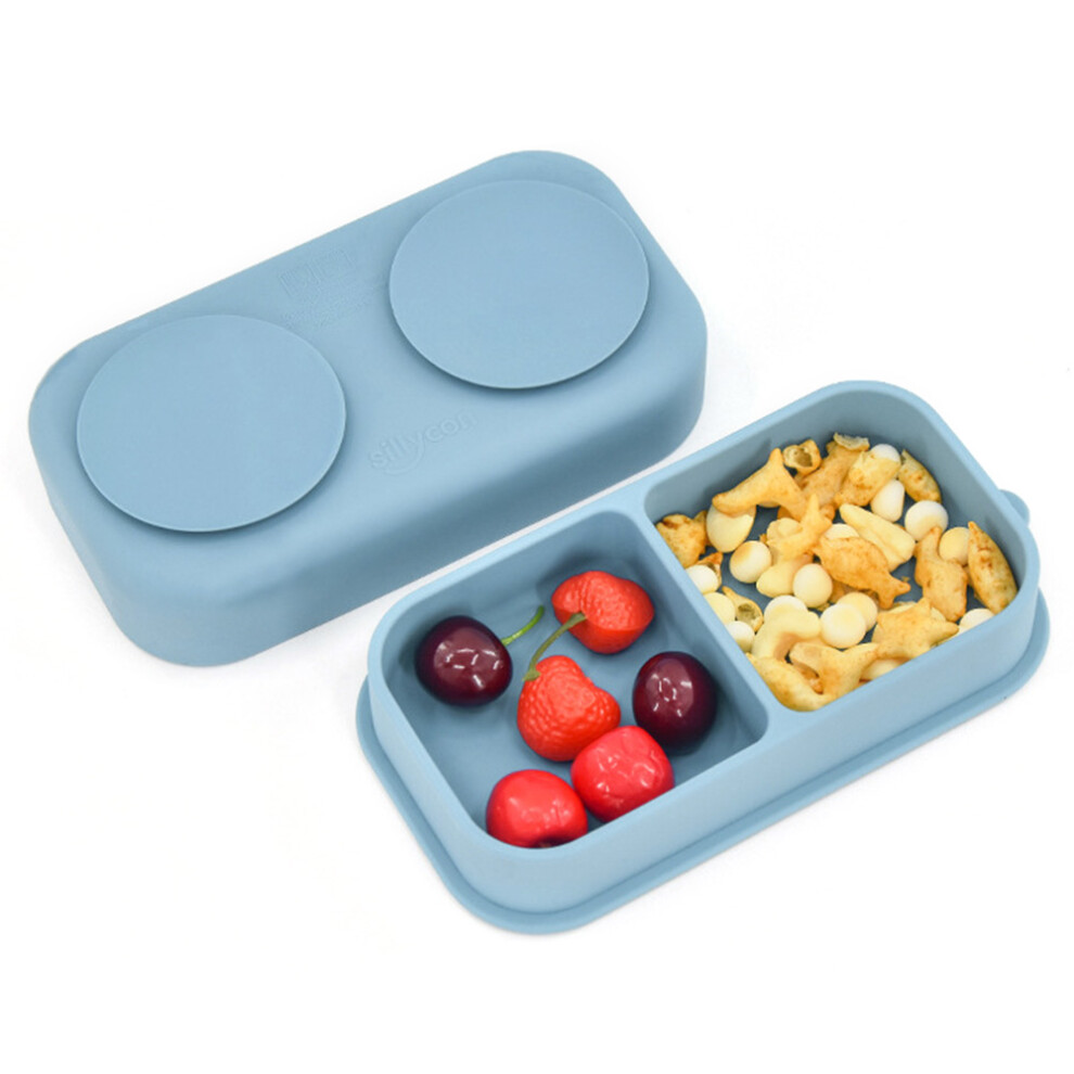 (Blue) 2 In 1 Children Silicone Dinner Plate Box Complementary Food Baby Suction Tableware St (Bpa Free,No Fda Certificate) Blue
