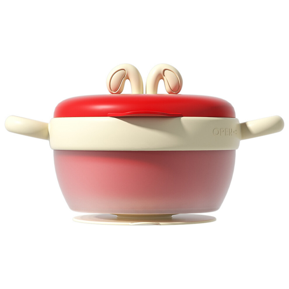 (Red) Constant Temperature Water Injection Baby Insulation Bowl Suction Cup Bowl (BPA-Free,NO FDA Certification)