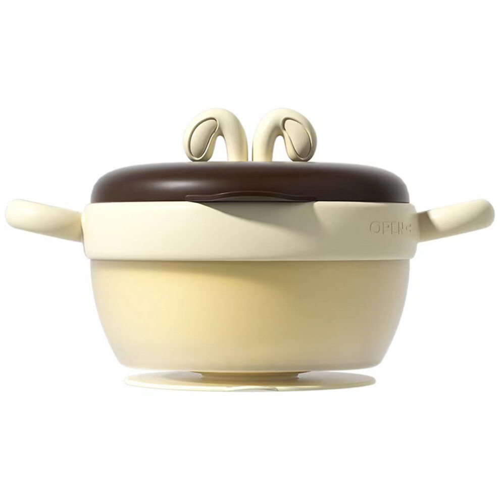 (Coffee) Constant Temperature Water Injection Baby Insulation Bowl Suction Cup Bowl (BPA-Free,NO FDA Certification)