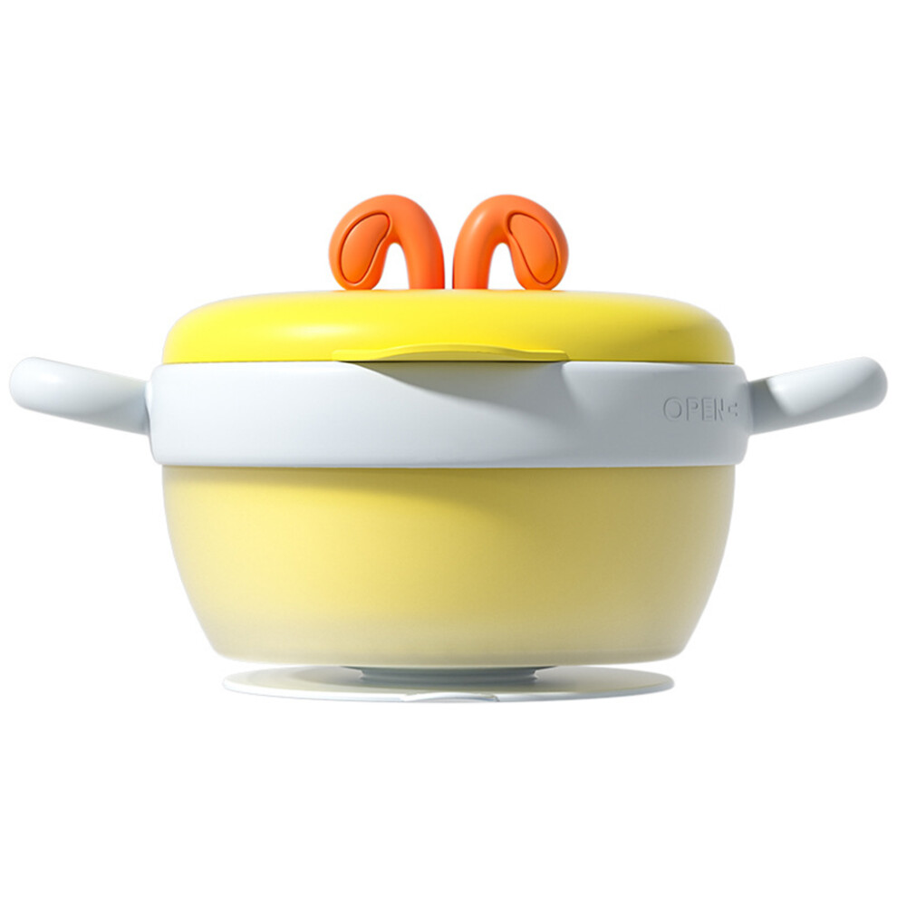 (Yellow) Constant Temperature Water Injection Baby Insulation Bowl Suction Cup Bowl (BPA-Free,NO FDA Certification)
