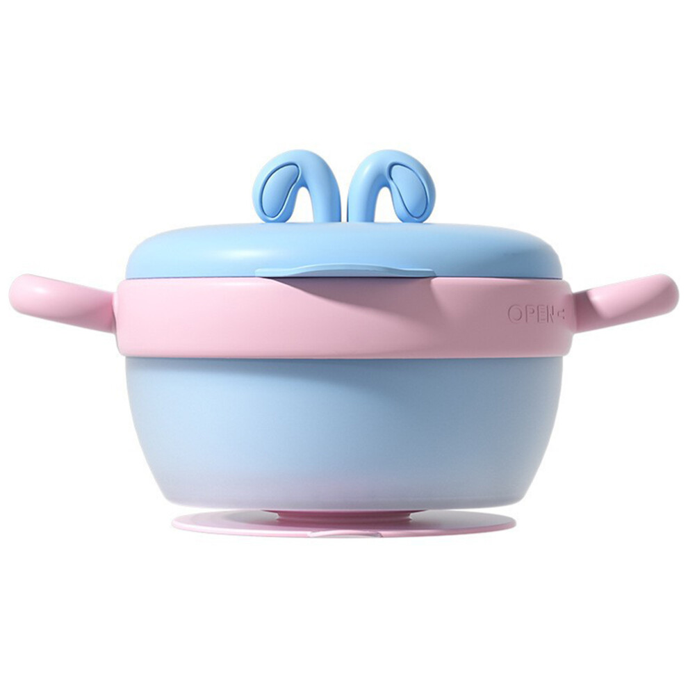 (Baby Blue) Constant Temperature Water Injection Baby Insulation Bowl Suction Cup Bowl (BPA-Free,NO FDA Certification)