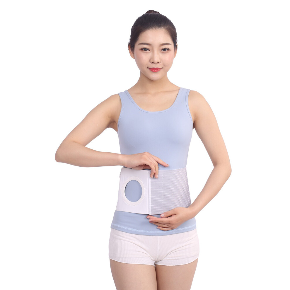 Grey (Grey/L) Postoperative Ostomy Belt Elastic Ostomy Hernia Support Band With Stoma Opening