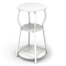 (White Wood Grain) 3-Tier Vintage Small Round Table for Living Room Bedroom Side Desk,30x30x55cm (For Japan Only)
