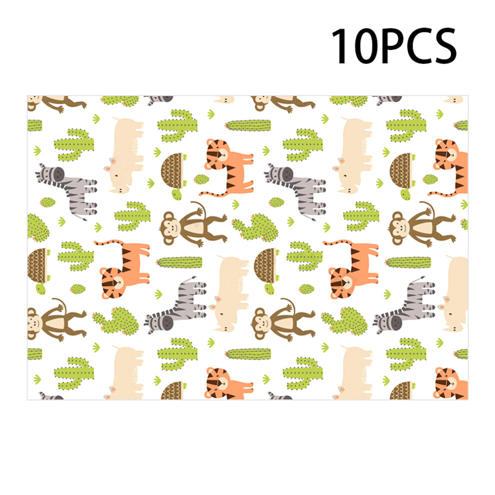 (Animal World) 10Pcs Disposable Stick-on Placemats for Kids Baby Eating Waterproof Table Placemat ST (BPA-Free,NO FDA Certification)