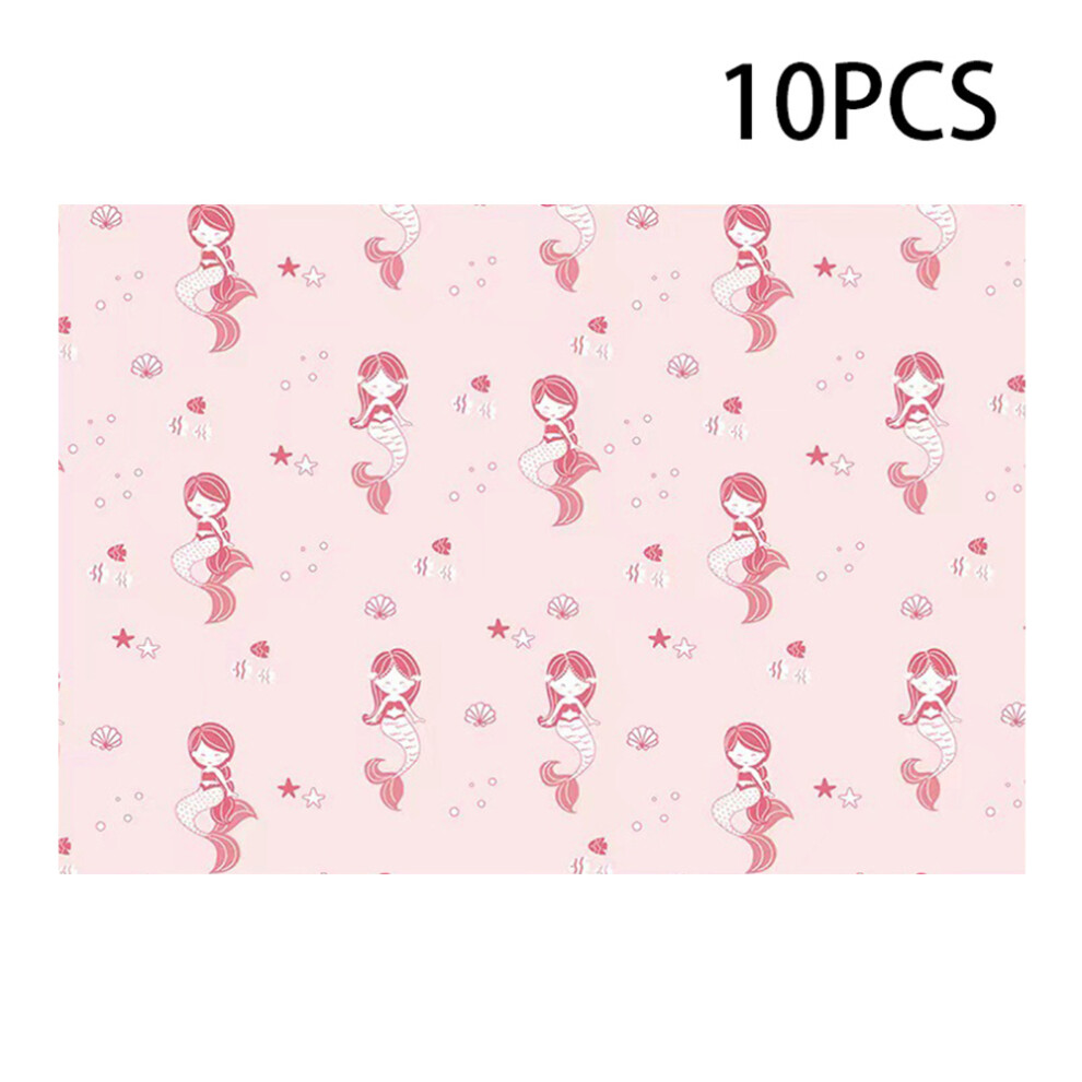 (Mermaid) 10Pcs Disposable Stick-on Placemats for Kids Baby Eating Waterproof Table Placemat ST (BPA-Free,NO FDA Certification)